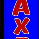 FILE TAXES HERE Feather Swooper Flutter Flag  vertical banner WINDLESS