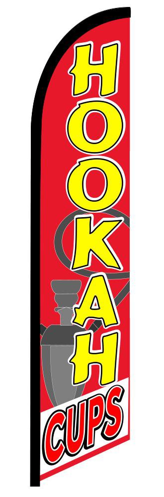 HOOKAH CUPS Advertising Banner Feather Swooper Flutter Flag RED