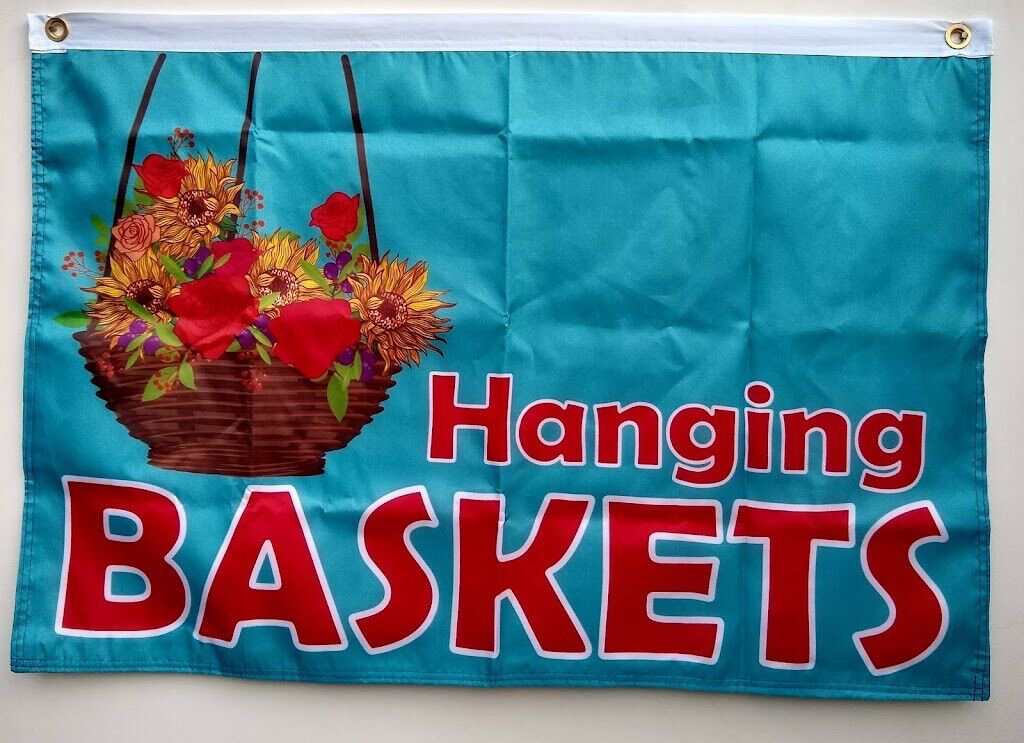 HANGING BASKETS FLAG 2x3ft flag, vertical banner