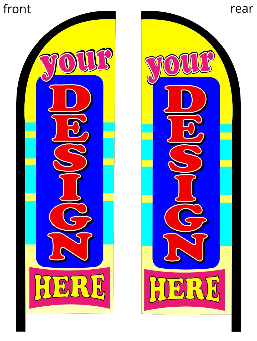 CUSTOM double sided 8ft tall advertising swooper flag KIT 7629d