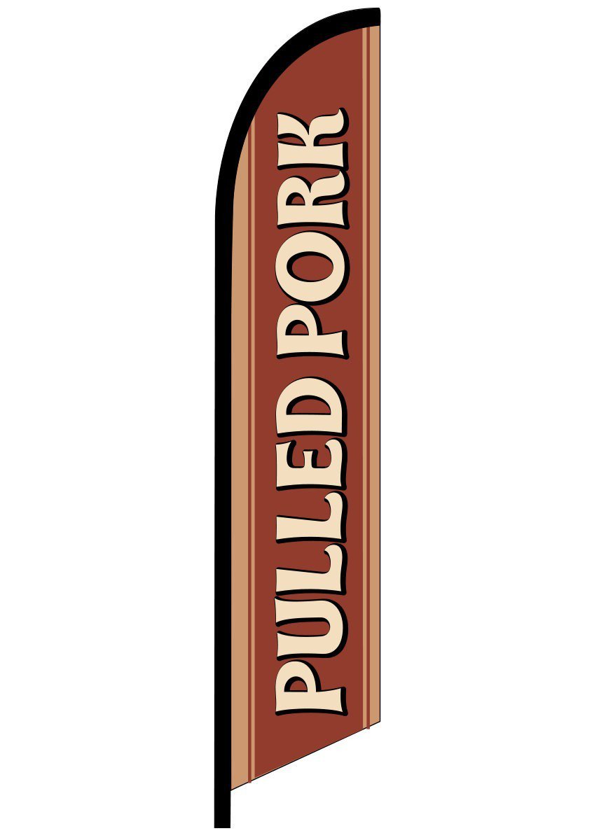 PULLED PORK SWOOPER FEATHER FLAG BANNER SIGN 15 ft tall 1067pp