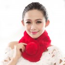 URSFUR  Warm Women's Rex Rabbit Fur Scarves Scarf Multicolor (Red)
