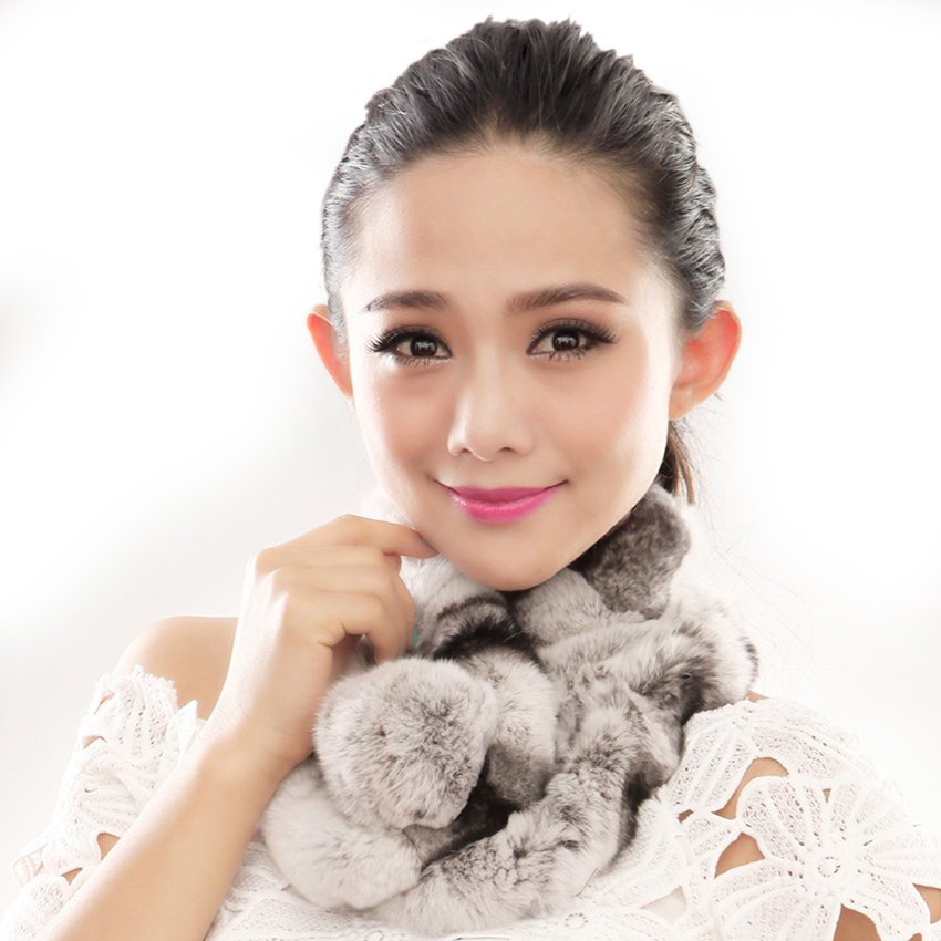 URSFUR Warm Women's Rex Rabbit Fur Scarves Scarf Multicolor (Multicolor)