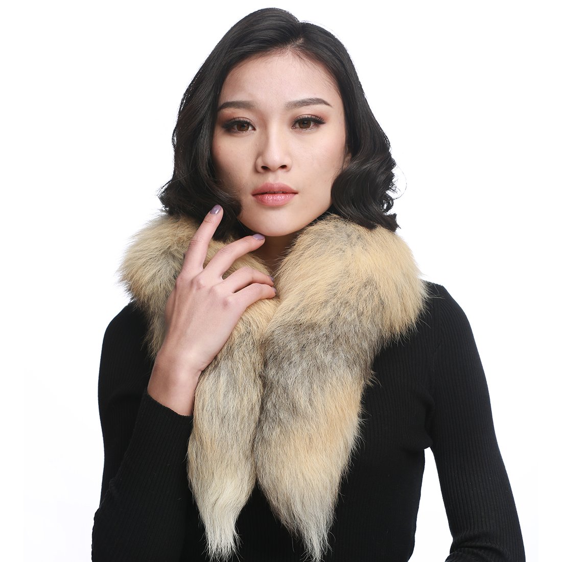 URSFUR Golden Island Fox Fur Boa Scarf
