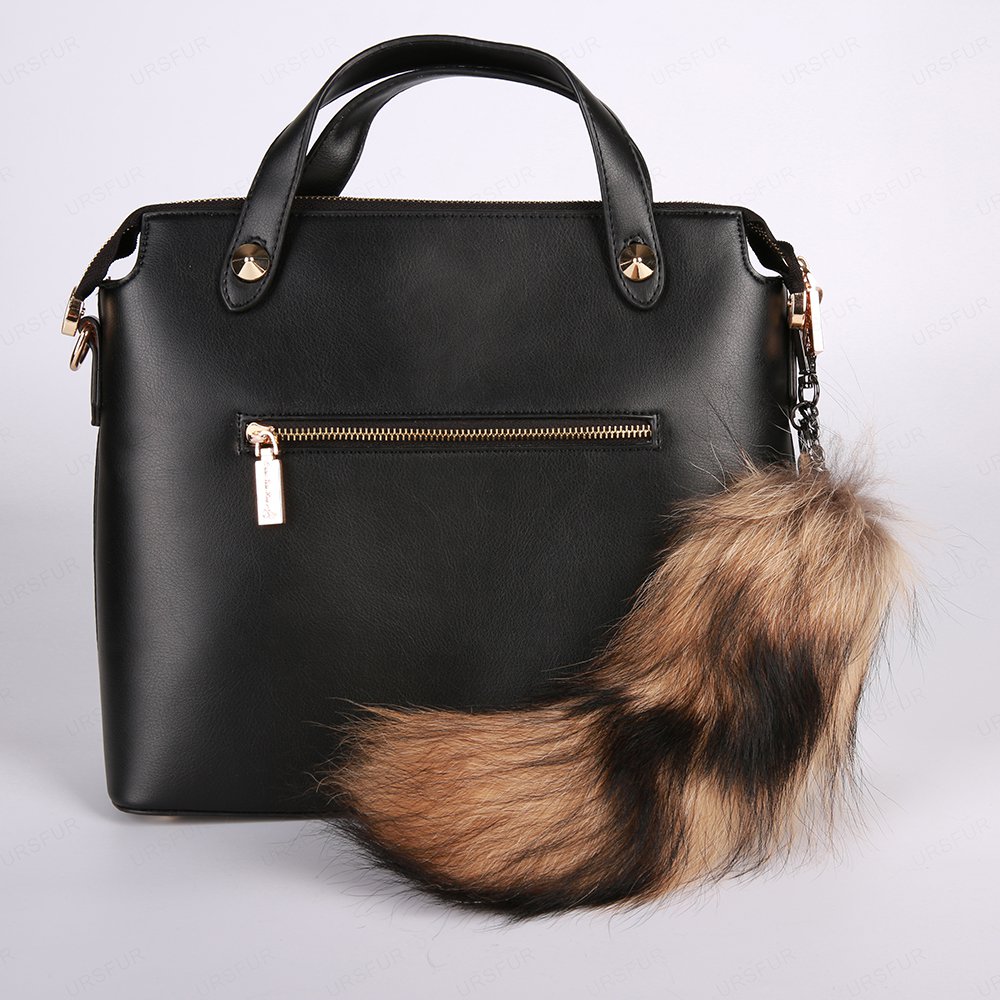 URSFUR Ussuri Raccoon Tail Fur Keychain Bag Charm Pendant