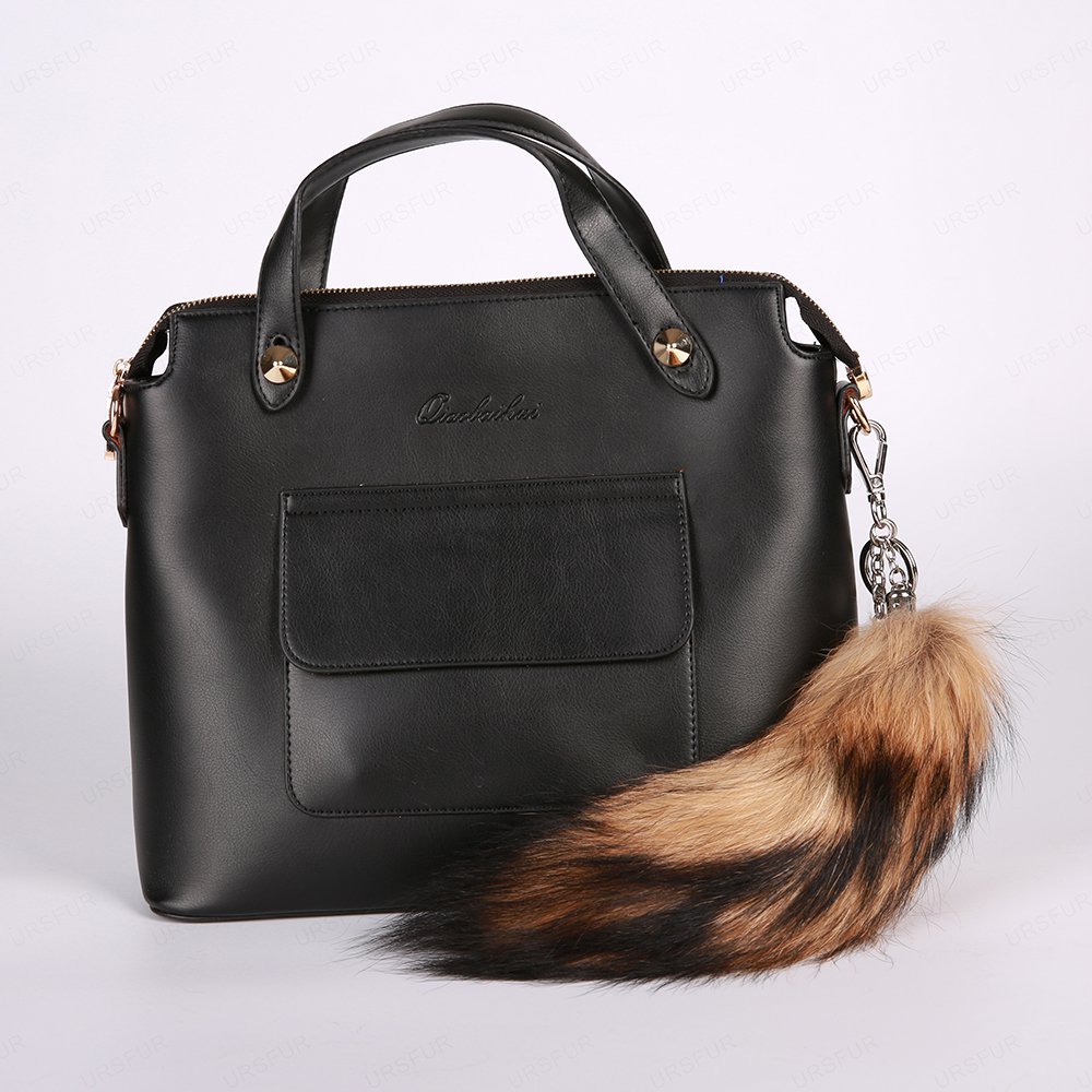 URSFUR Ussuri Raccoon Tail Fur Keychain Bag Charm Pendant