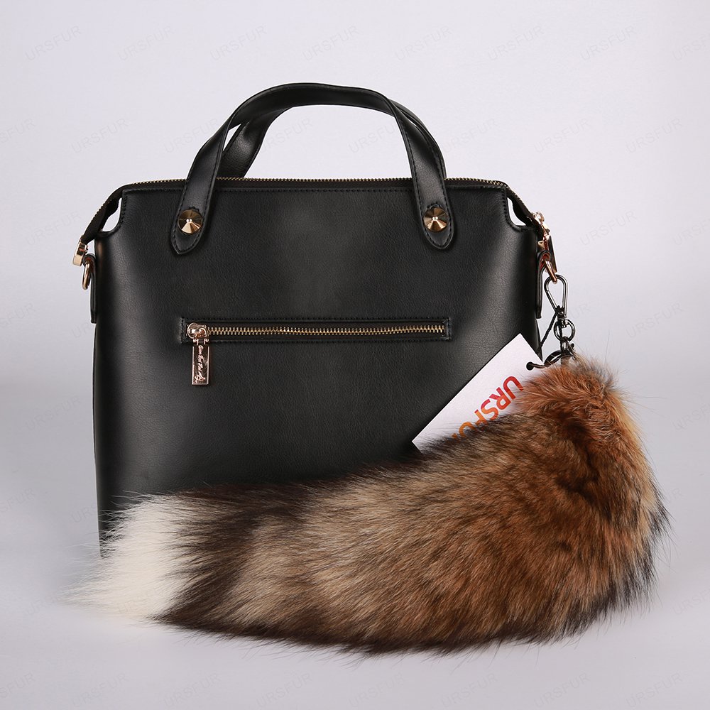 URSFUR Tail Fur Keychain Tassel Bag Charm Pendant Key Chain Ring