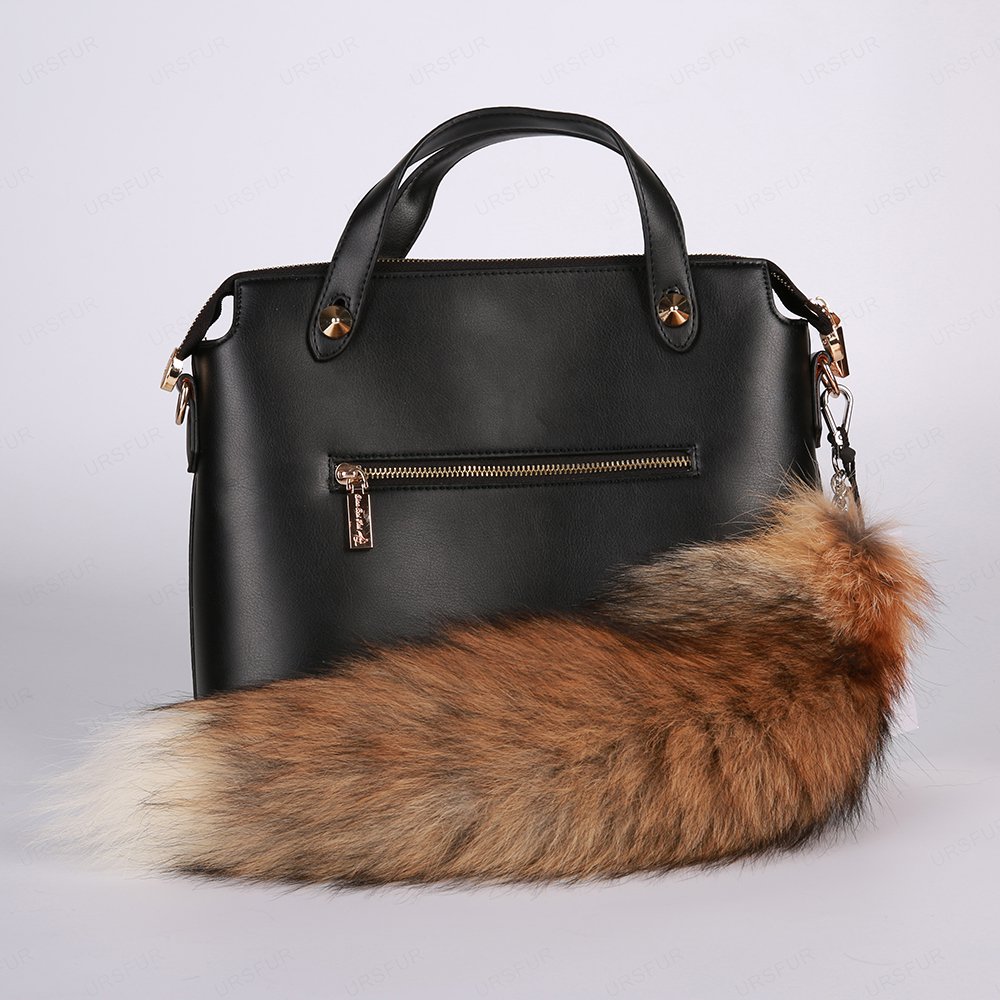 URSFUR Tail Fur Keychain Tassel Bag Charm Pendant Key Chain Ring