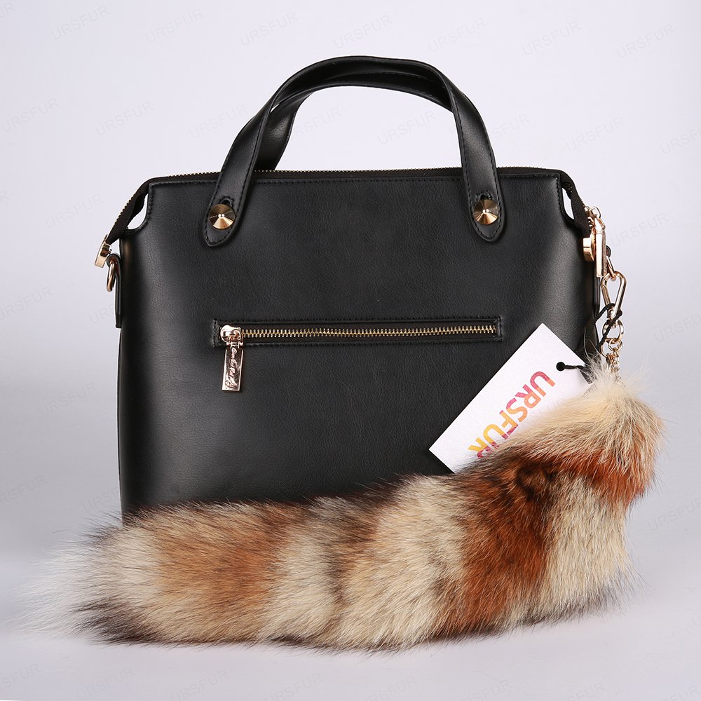 URSFUR White Tails Fur Bag Charm Pendant Cosplay Toy Purse Tassel