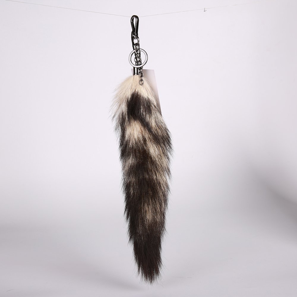 URSFUR Savanna Fox Tail Crab-eating Fox Tail Fur Keychain Bag Charm Pendant