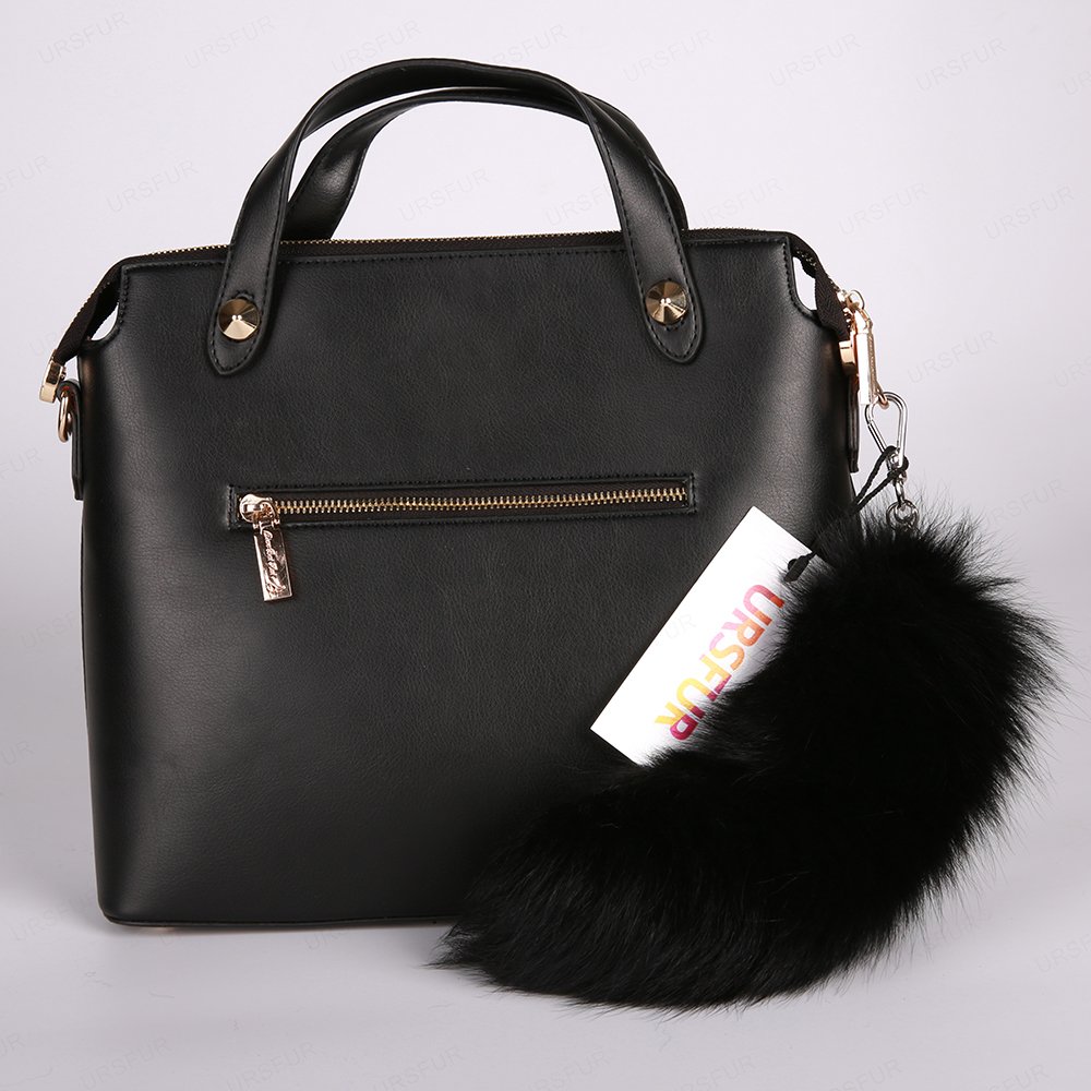 URSFUR Fur Tail Keychain Handbag Tassel Bag Charm Pendant Key Ring