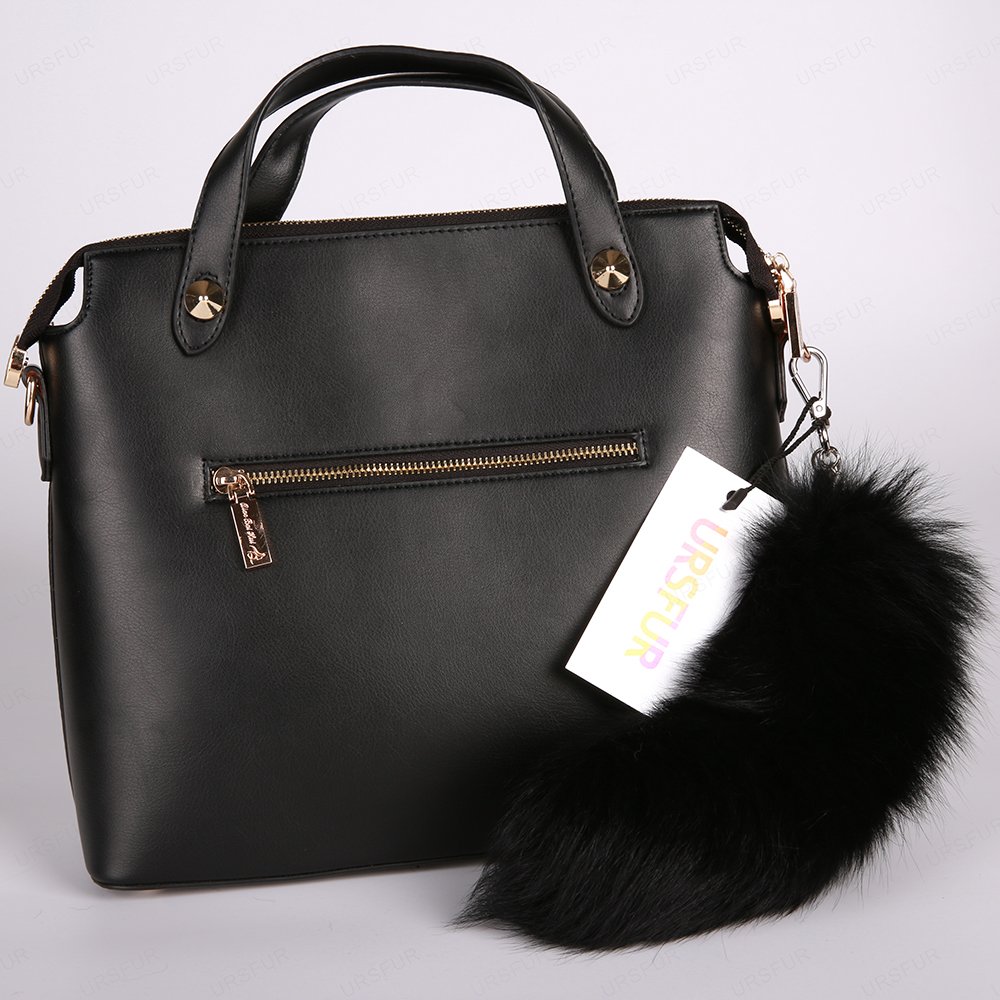 URSFUR Fur Tail Keychain Handbag Tassel Bag Charm Pendant Key Ring