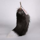 URSFUR Silver Fox Fur Tail Keychain Bag Hanging Genuine Real Fur 18"