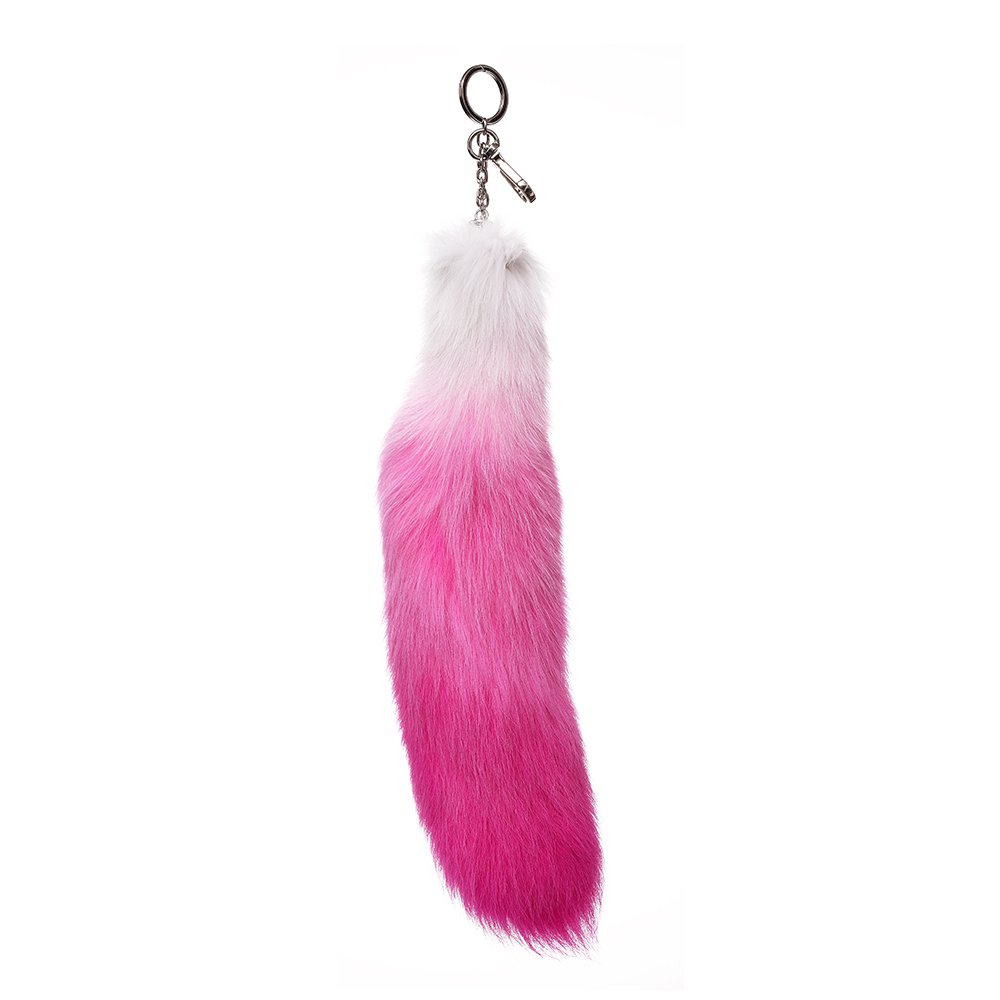 URSFUR Tail Fur Keychain Cosplay Toy Bag Pendant Tassel Key Chain Hook - Pink