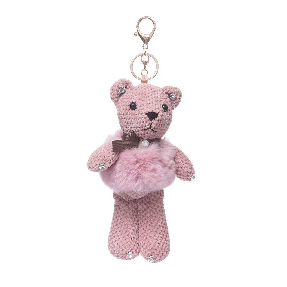 URSFUR Fur Keychain Doll Bear Key Chain Bag Charm Pendant Monster Keyring - purple