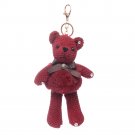 URSFUR Fur Keychain Doll Bear Key Chain Bag Charm Pendant Monster Keyring - Burgundy