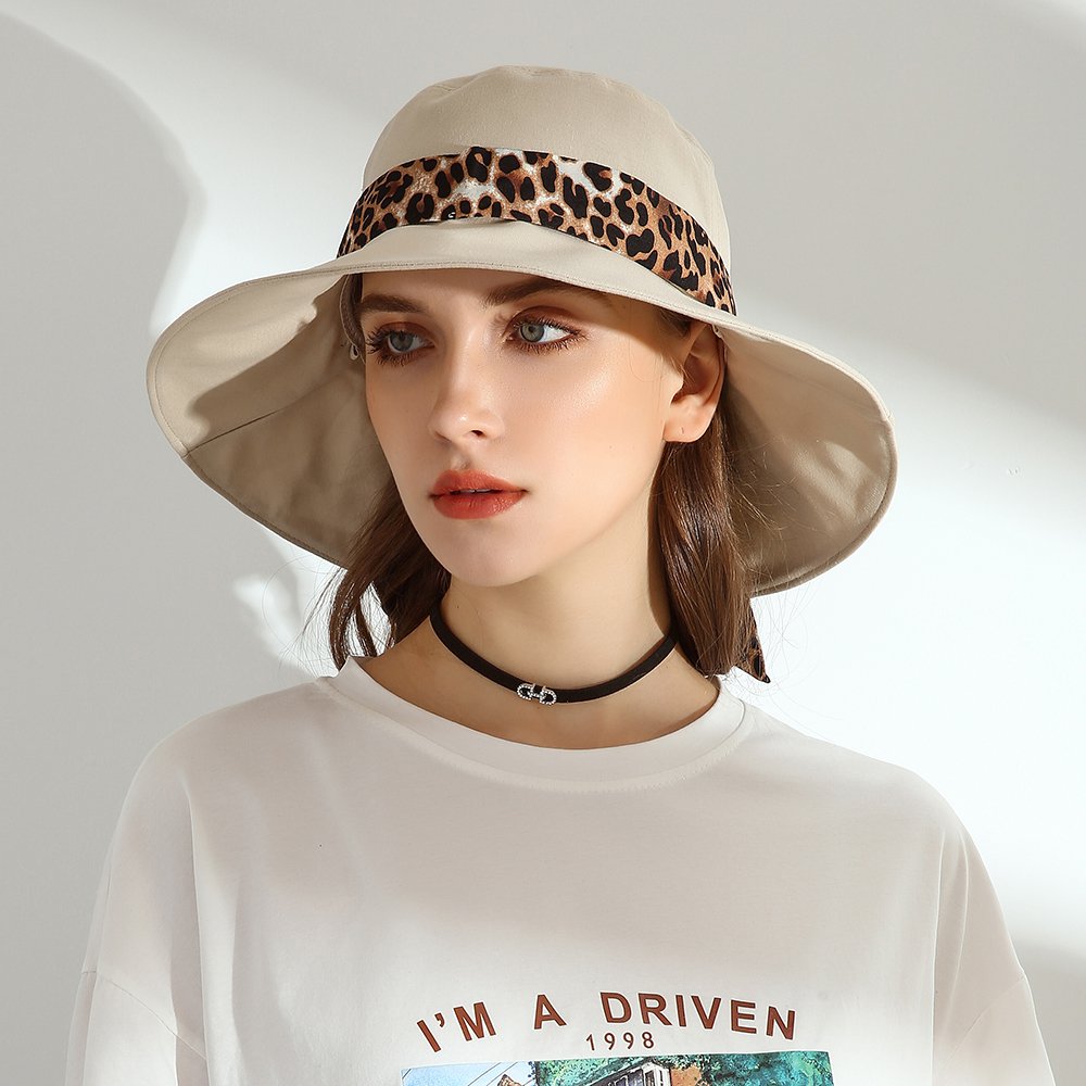 URSFUR Women Bucket Hat Summer UPF50+ Beach Hat 100% Cotton Sun Protection Wide Brim Cap