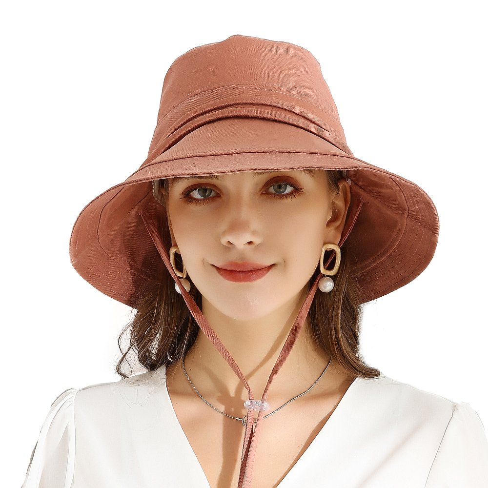 URSFUR Women Summer Sun Large Brim Hats Foldable Beach Hat Cotton UPF 50+ Sun protection Cap