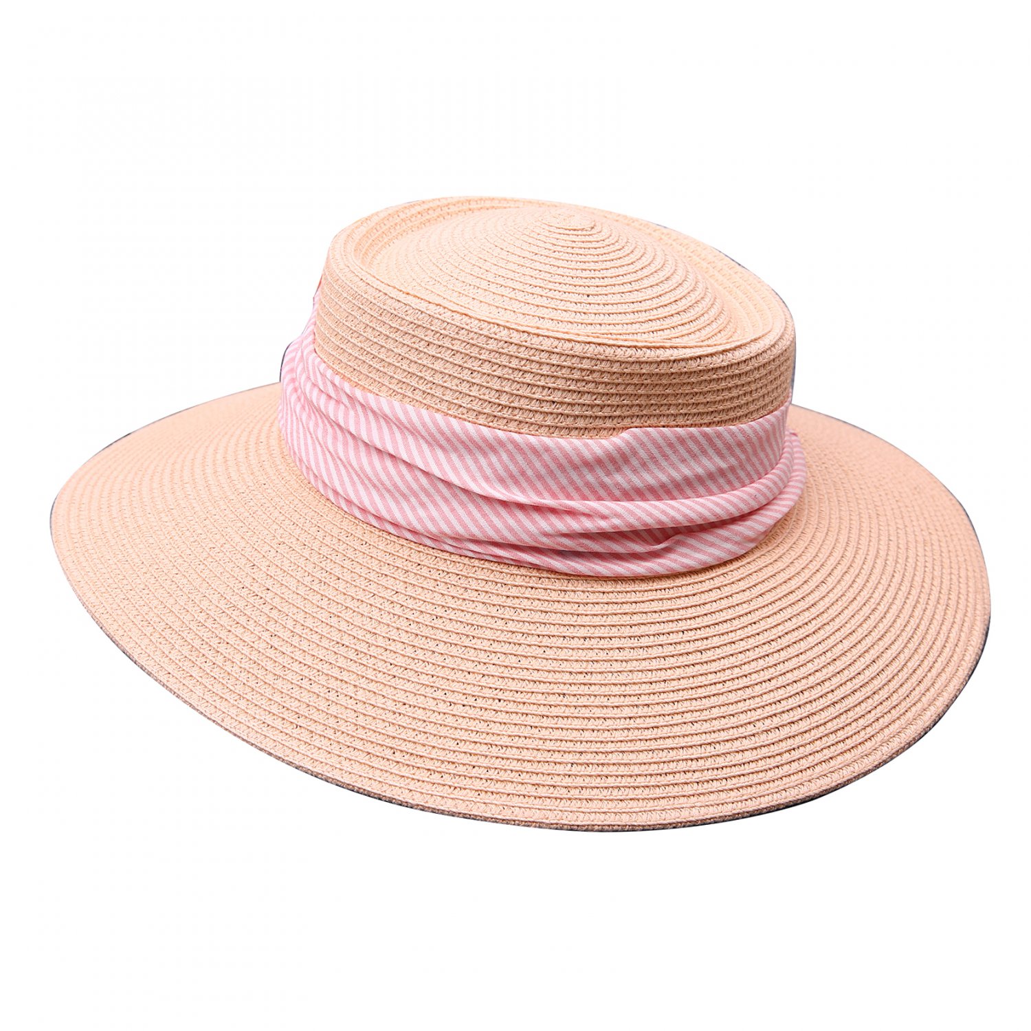 URSFUR Summer Wide Brim Straw Sun Hats for Women UV Protection Beach Cap Ribbon Decoration Pink