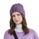 URSFUR Women's Knitted Hat Fold Stretch Chunky Soft Cable Beanie Cap, Color Mixing Purple