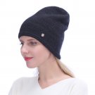 URSFUR Women's Knit Beanie Hat with Rhinestone Headwear- Slouchy Beanie Chunky Cap, black