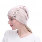 URSFUR Winter Knitted for Women -Lightweight Slouchy Beanie with Bling Rhinestones-Pink