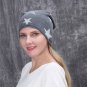 URSFUR Women's Cashmere Blend Cap with Fur Pompom,Lightweight Knitted  Slouchy Beanie Hat,Dark Gray