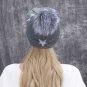 URSFUR Women's Cashmere Blend Cap with Fur Pompom,Lightweight Knitted  Slouchy Beanie Hat,Dark Gray