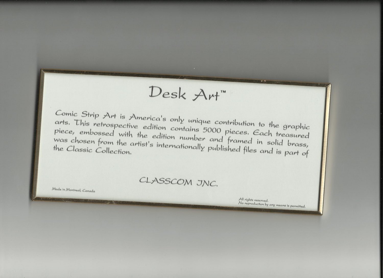 B.C. COMIC STRIP SIGNED JOHNNY HART..DESK INC. Edition IV