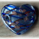 Blue  & Gold Heart Shape Glass Pendant