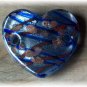 Blue  & Gold Heart Shape Glass Pendant