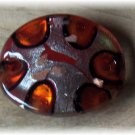 Orange & Silver Oval Glass Pendant