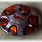Orange & Silver Oval Glass Pendant