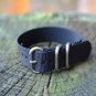 G10 Nato Strap Solid Black Watch Nylon Band Brand New 22mm, Brushed Buckle