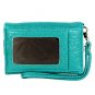 Turquoise Leather Cross Smartphone Wristlet