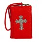 Red Faux Leather Cross Smartphone Wristlet Purse