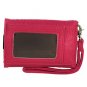 Fuschia Faux Leather Cross Smartphone Wrislet Purse