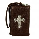 DARK BROWN FAUX LEATHER SMARTPHONE WALLET