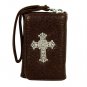 DARK BROWN FAUX LEATHER SMARTPHONE WALLET