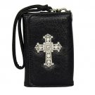 BLACK FAUX LEATHER SMARTPHONE WALLET