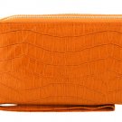 ORANGE CROCO CLUTCH WALLET