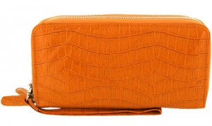 ORANGE CROCO CLUTCH WALLET