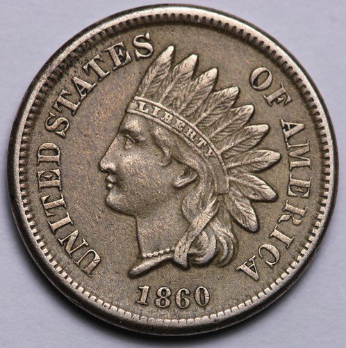 1860 POINTED BUST Indian Head Cent Penny