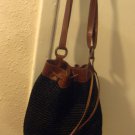 Carla Marchi Italian  black  braided with brown leather  shoulder bag handbag purse