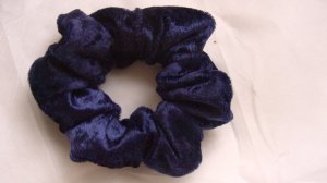 dark blue velour scrunchie
