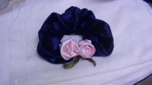 dark blue velour scrunchie FREE ship