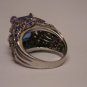 silver ring with rectangle shape blue stone free ship