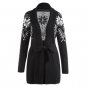 Snowflake Jacquard Shawl Collar Belted Cardigan