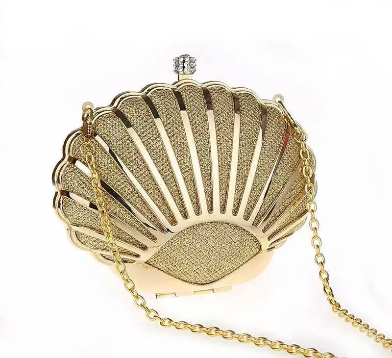 Shell Evening Bag Mini Clutch Bag Fashion Party Purse Day Clutch Hard Alloy wallet Small Bag