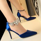 Women shoes flower cyrstal rhinestone satin wedding bridesmaid shoes woman pumps high heels stiletto